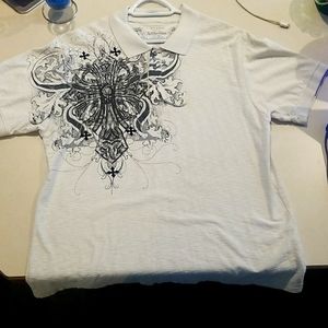 Affliction XLARGE Polo White and Grey